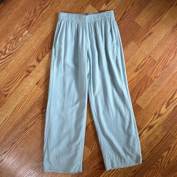 Abercrombie & Fitch Straight Linen-Blend Pull-On Pant in Light Blue XXS - Picture 4 of 7